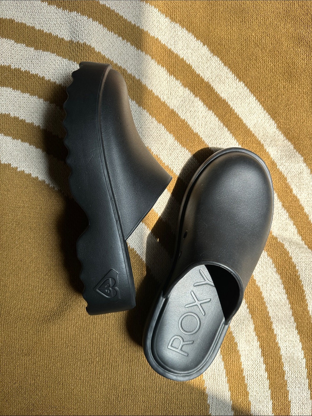 Roxy Black Chunky Platform Mules